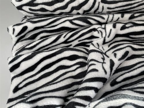 Koralfleece -  zebra striber i sort / hvid, meget blød